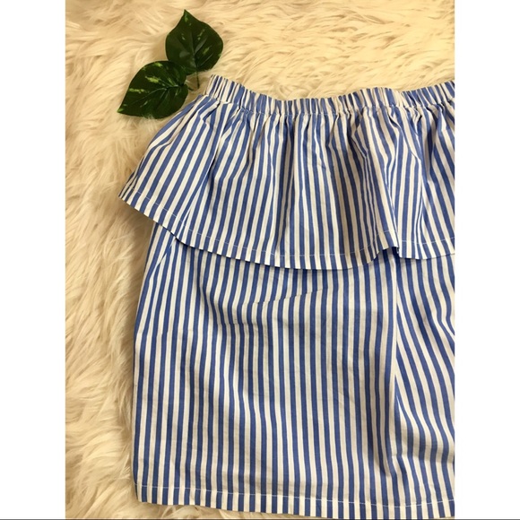 H&M Dresses & Skirts - 🎊🎉HP! H&M Blue & White Striped Peplum Skirt!🎉🎊